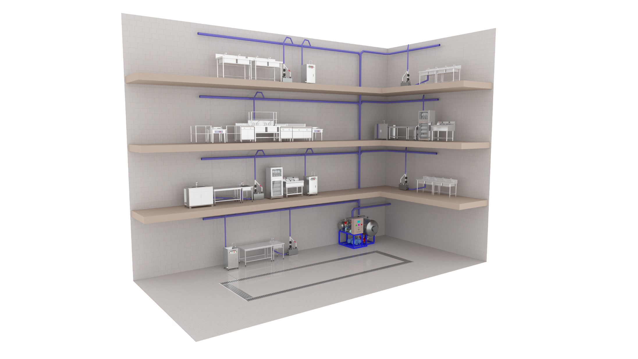 JCVAC vacuum drainage system and vacuum toilet manufacturer Schematic Diagram of the Vacuum Drainage System for Commercial Catering